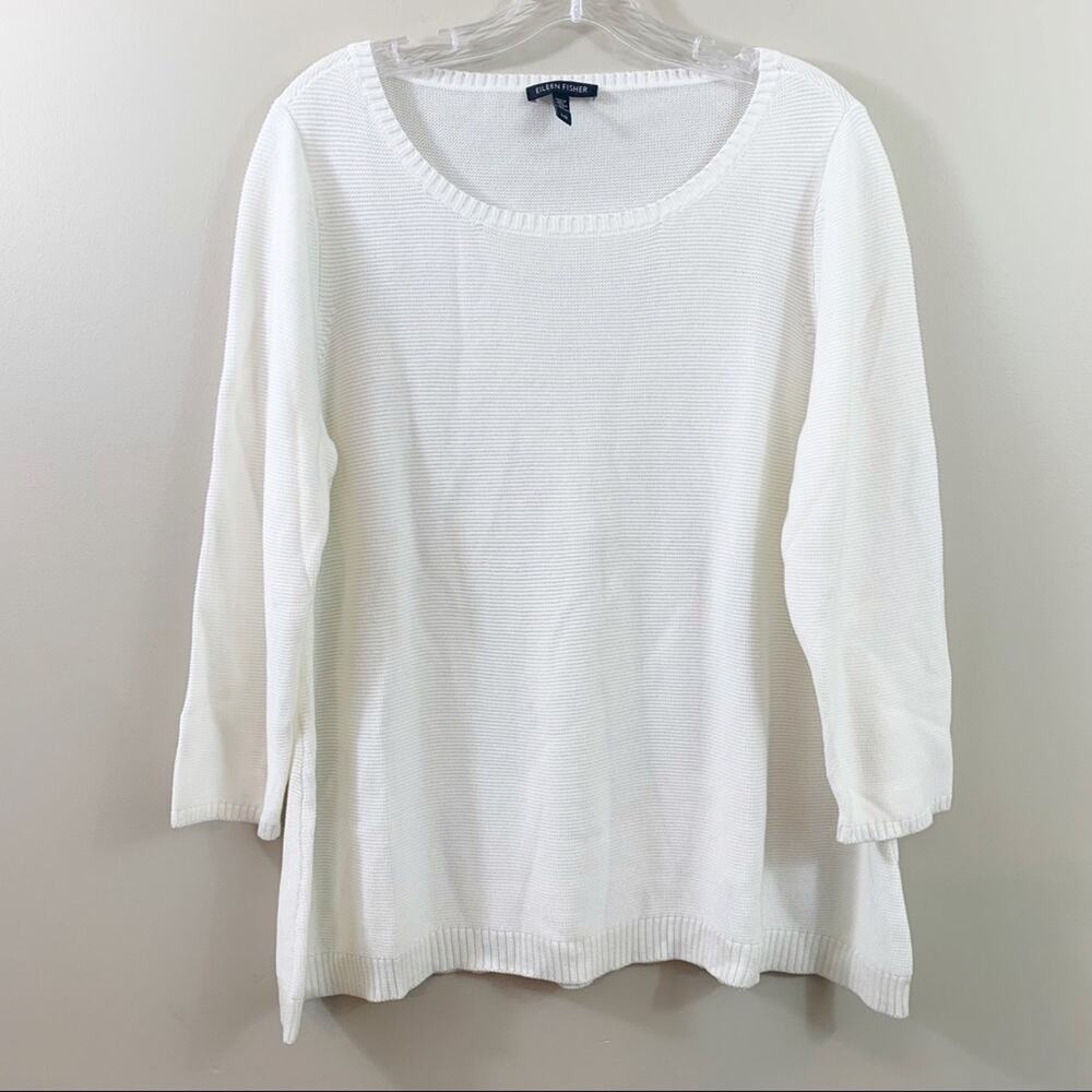 Eileen Fisher Tencel Knit Light Cream Sweater